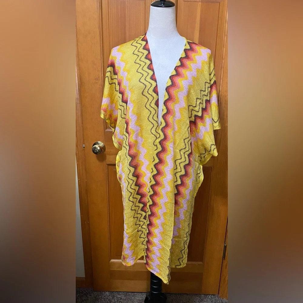 NWT Steve Madden Colorful Zigzag Patterned Kimono - Picture 5 of 5